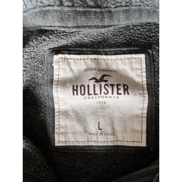 Hollister Gray Button Up Jacket Cardigan Sweater Rib Collar French Terry Fleece - Picture 4 of 10